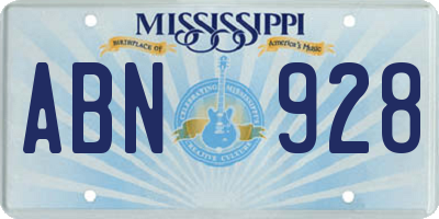 MS license plate ABN928