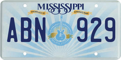 MS license plate ABN929