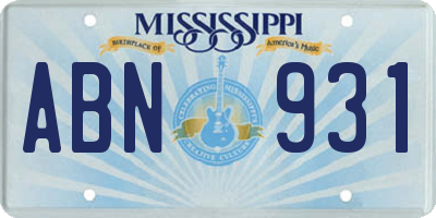 MS license plate ABN931