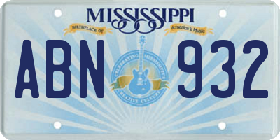 MS license plate ABN932