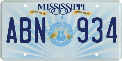 MS license plate ABN934