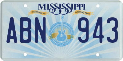 MS license plate ABN943