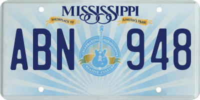 MS license plate ABN948