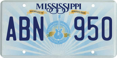 MS license plate ABN950