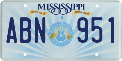 MS license plate ABN951