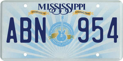 MS license plate ABN954