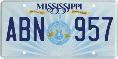 MS license plate ABN957