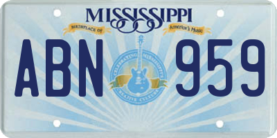 MS license plate ABN959