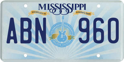 MS license plate ABN960