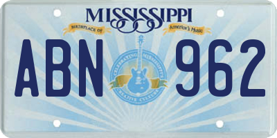 MS license plate ABN962