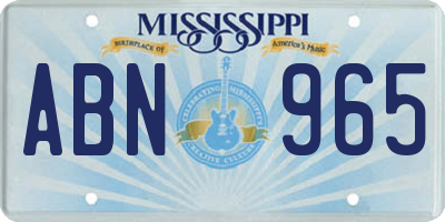 MS license plate ABN965