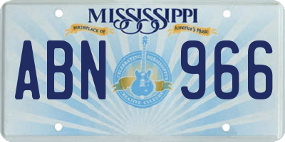 MS license plate ABN966