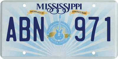 MS license plate ABN971