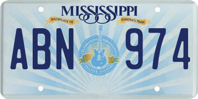 MS license plate ABN974