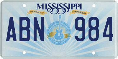 MS license plate ABN984