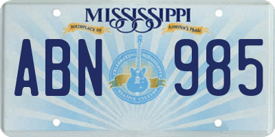 MS license plate ABN985