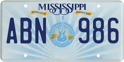 MS license plate ABN986