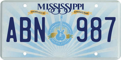 MS license plate ABN987