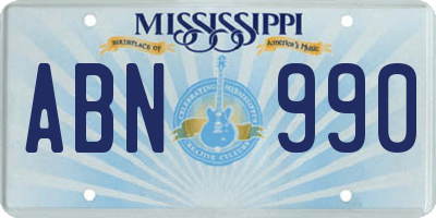 MS license plate ABN990