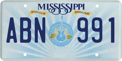 MS license plate ABN991