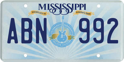 MS license plate ABN992