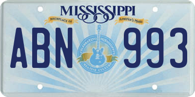 MS license plate ABN993