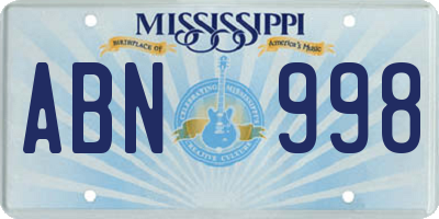 MS license plate ABN998