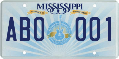 MS license plate ABO001