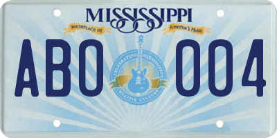 MS license plate ABO004