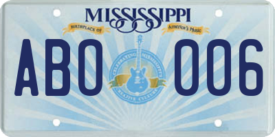 MS license plate ABO006