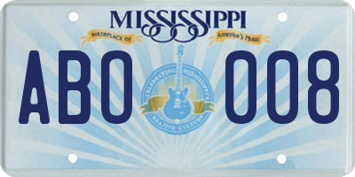 MS license plate ABO008