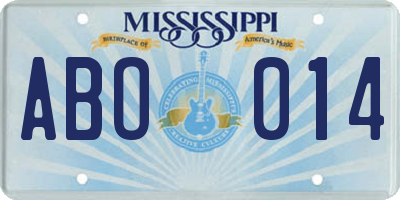 MS license plate ABO014