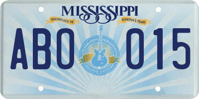 MS license plate ABO015