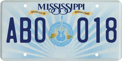 MS license plate ABO018