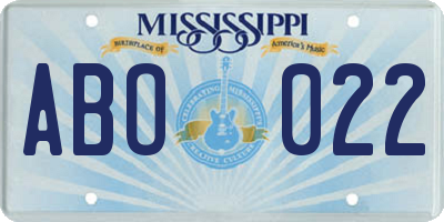 MS license plate ABO022