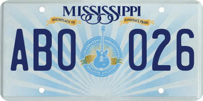 MS license plate ABO026