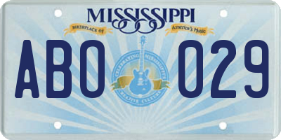 MS license plate ABO029