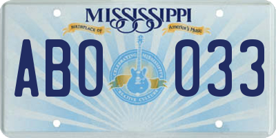 MS license plate ABO033