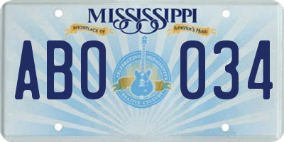 MS license plate ABO034