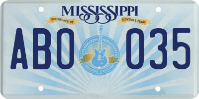 MS license plate ABO035