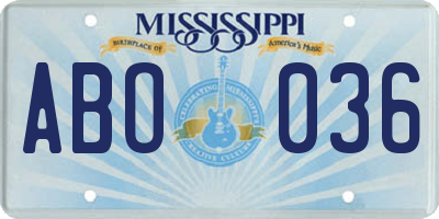 MS license plate ABO036