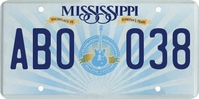 MS license plate ABO038