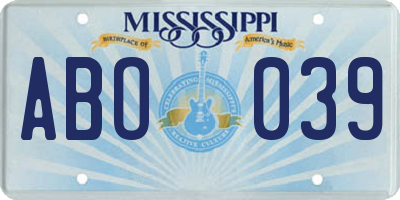 MS license plate ABO039