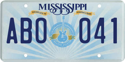 MS license plate ABO041