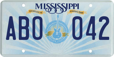 MS license plate ABO042