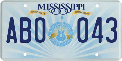 MS license plate ABO043