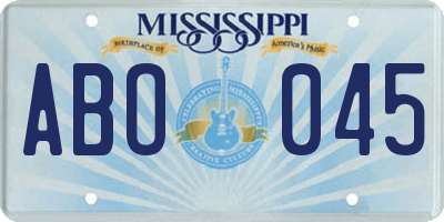 MS license plate ABO045