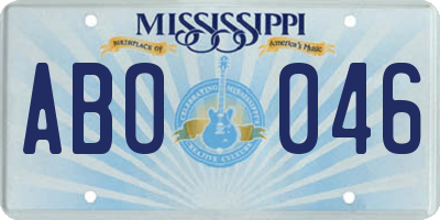 MS license plate ABO046