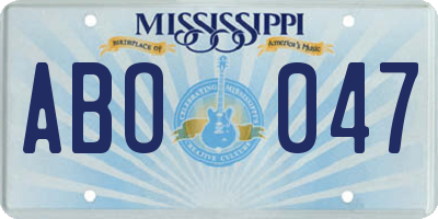 MS license plate ABO047