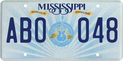 MS license plate ABO048